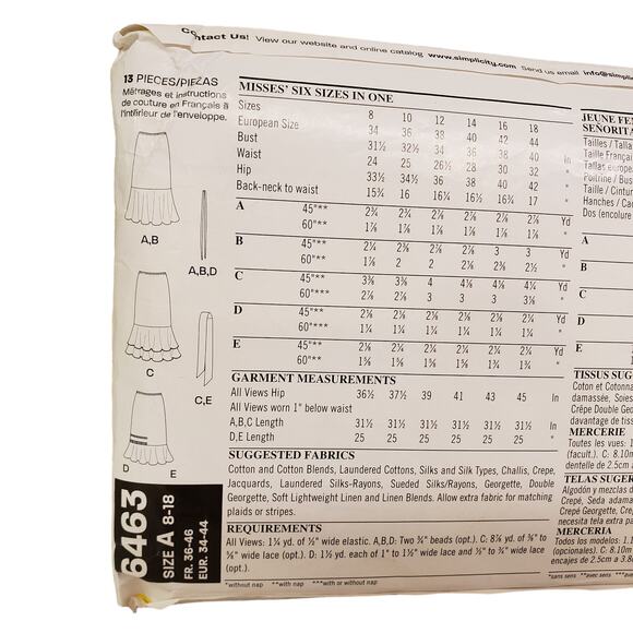 New Look Womens Ruffle Hem Skirts Sewing Pattern Size 8-18 New Look 6463 UNCUT - Picture 5 of 8